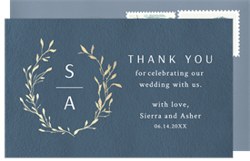 'Organic Vines' Wedding Thank You Note