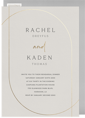 'Shifted Arches' Rehearsal Dinner Invitation