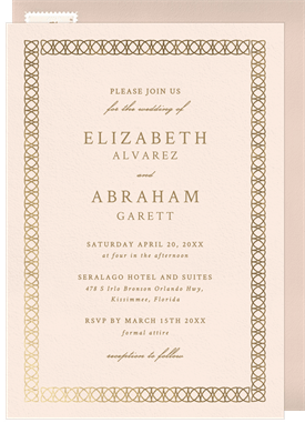 'Lattice Border' Wedding Invitation