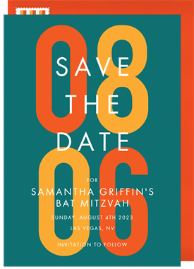 'Center Stage Initials' Bat Mitzvah Save the Date