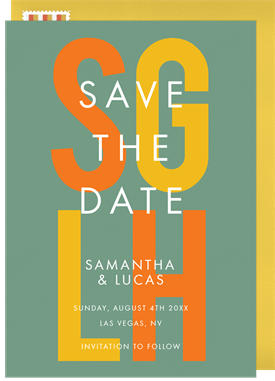'Center Stage Initials' Wedding Save the Date