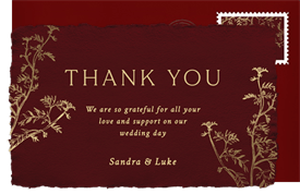 'Golden Branches' Wedding Thank You Note