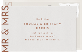 'Letterpress Mr & Mrs' Wedding Thank You Note