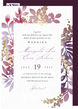 'Lush Watercolor Border' Wedding Invitation