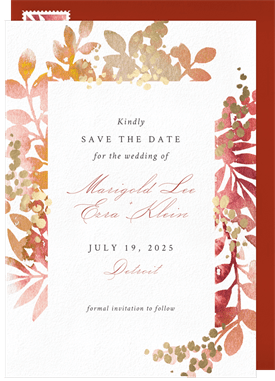 'Lush Watercolor Border' Wedding Save the Date