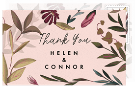 'Illustrated Leaves' Wedding Thank You Note