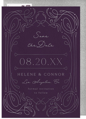 'Flowing Linework' Wedding Save the Date