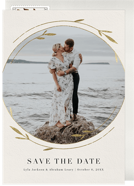 'Leafy Accents' Wedding Save the Date
