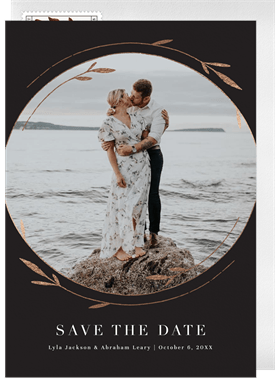 'Leafy Accents' Wedding Save the Date