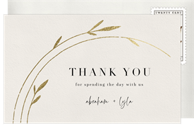 'Leafy Accents' Wedding Thank You Note
