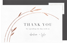 'Leafy Accents' Wedding Thank You Note