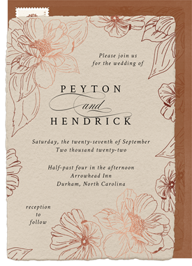 'Romantic Flowers' Wedding Invitation