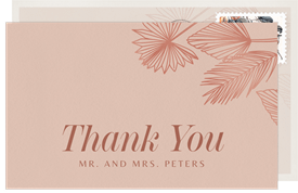 'Boho Palms' Wedding Thank You Note