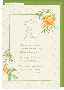 'Tangerine Dream' Baby Shower Save the Date