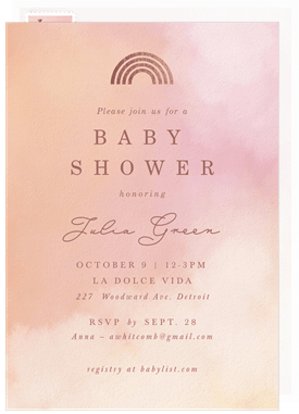 'Watercolor Clouds' Baby Shower Invitation