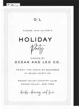 'Blind Deboss Border' Business Holiday Party Invitation