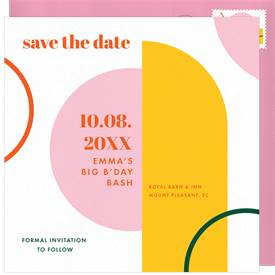 'Balanced Shapes' Adult Birthday Save the Date