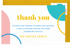 'Balanced Shapes' Bat Mitzvah Thank You Note