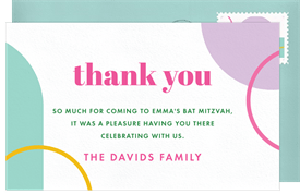 'Balanced Shapes' Bat Mitzvah Thank You Note