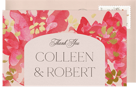 'Splotched Petals' Wedding Thank You Note