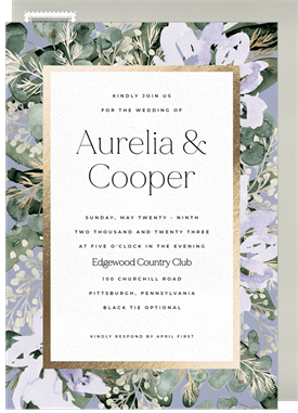 'Eucalyptus Border Bouquet' Wedding Invitation