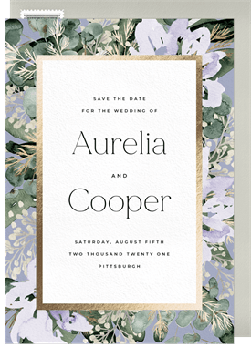 'Eucalyptus Border Bouquet' Wedding Save the Date