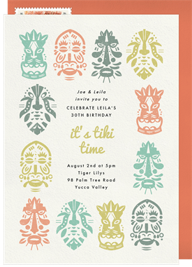 'Tiki Totems' Adult Birthday Invitation
