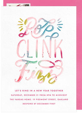 'Pop Clink Fizz' New Year's Party Invitation