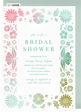 'Folk Floral Fête' Bridal Shower Invitation