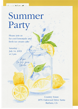 'Classic Lemonade' Summer Party Card