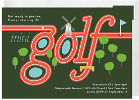 'Mini Golf Course' Kids Birthday Invitation