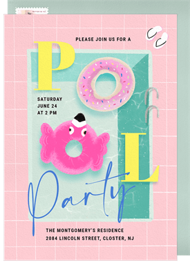 'Fun Pool Floats' Pool Party Invitation