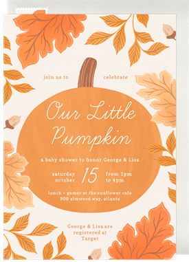 'Our Little Pumpkin' Baby Shower Invitation
