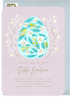 'Beautiful Floral Egg' Easter Invitation