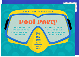 'Big Swim Goggles' Pool Party Invitation