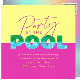 'Colorful Pool' Pool Party Invitation