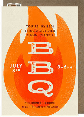 'Bold BBQ Flame' Fourth of July Invitation