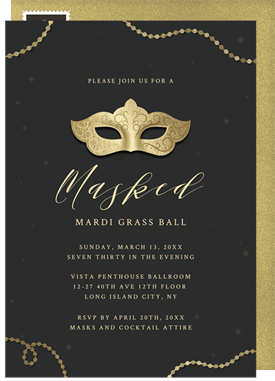 'Elegant Masquerade' Entertaining Invitation