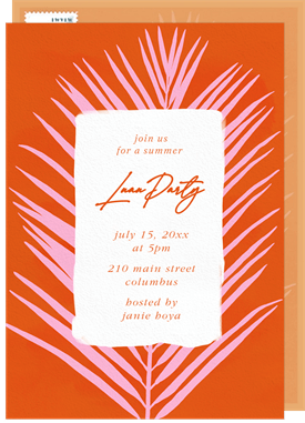 'Bold Palm Frond' Summer Party Invitation