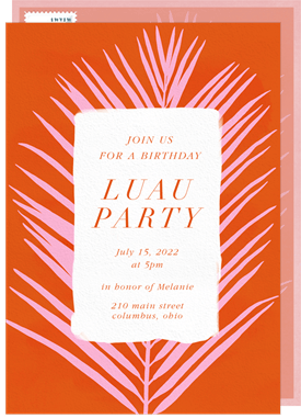 'Bold Palm Frond' Adult Birthday Invitation