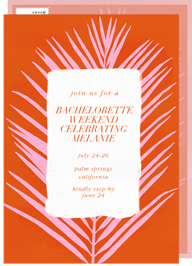 'Bold Palm Frond' Bachelorette Party Invitation