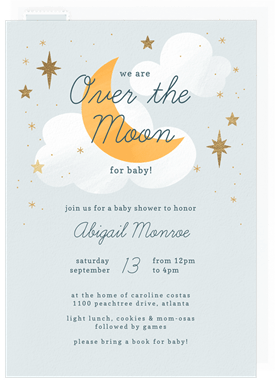 'Simply Over The Moon' Baby Shower Invitation