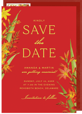 'Red Lillies' Wedding Save the Date