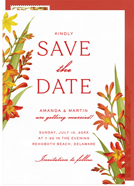 'Red Lillies' Wedding Save the Date