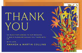 'Red Lillies' Wedding Thank You Note