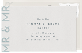 'Letterpress Mr & Mr' Wedding Thank You Note