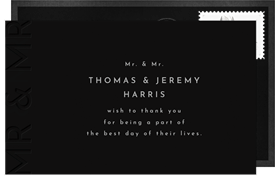 'Letterpress Mr & Mr' Wedding Thank You Note
