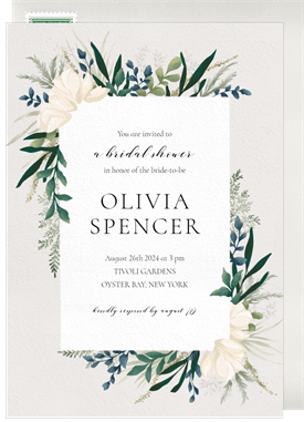 'Romantic Illustrated Florals' Bridal Shower Invitation