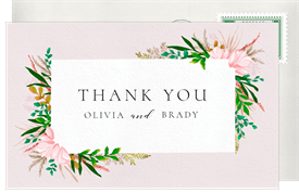 'Romantic Illustrated Florals' Wedding Thank You Note