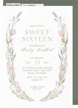 'Ethereal Wreath' Sweet 16 Invitation